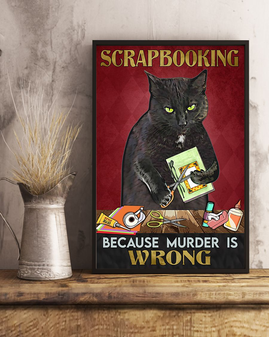 Scrapbooking Black Cat Canvas Prints Scrapbooking Because murder is wrong Vintage Wall Art Gifts Vintage Home Wall Decor Canvas - Mostsuit