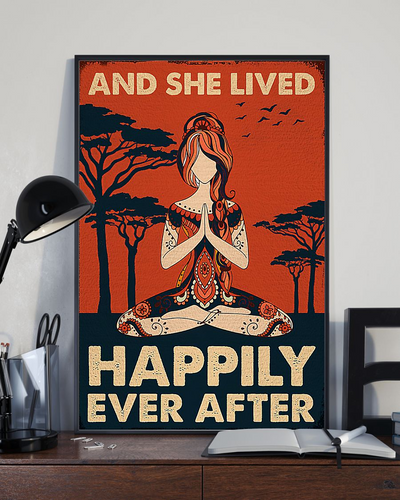 Yoga Girl Canvas Prints And She Lived Happily Ever After Vintage Wall Art Gifts Vintage Home Wall Decor Canvas - Mostsuit