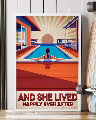 Swimming Canvas Prints And She Lived Happily Ever After Vintage Wall Art Gifts Vintage Home Wall Decor Canvas - Mostsuit