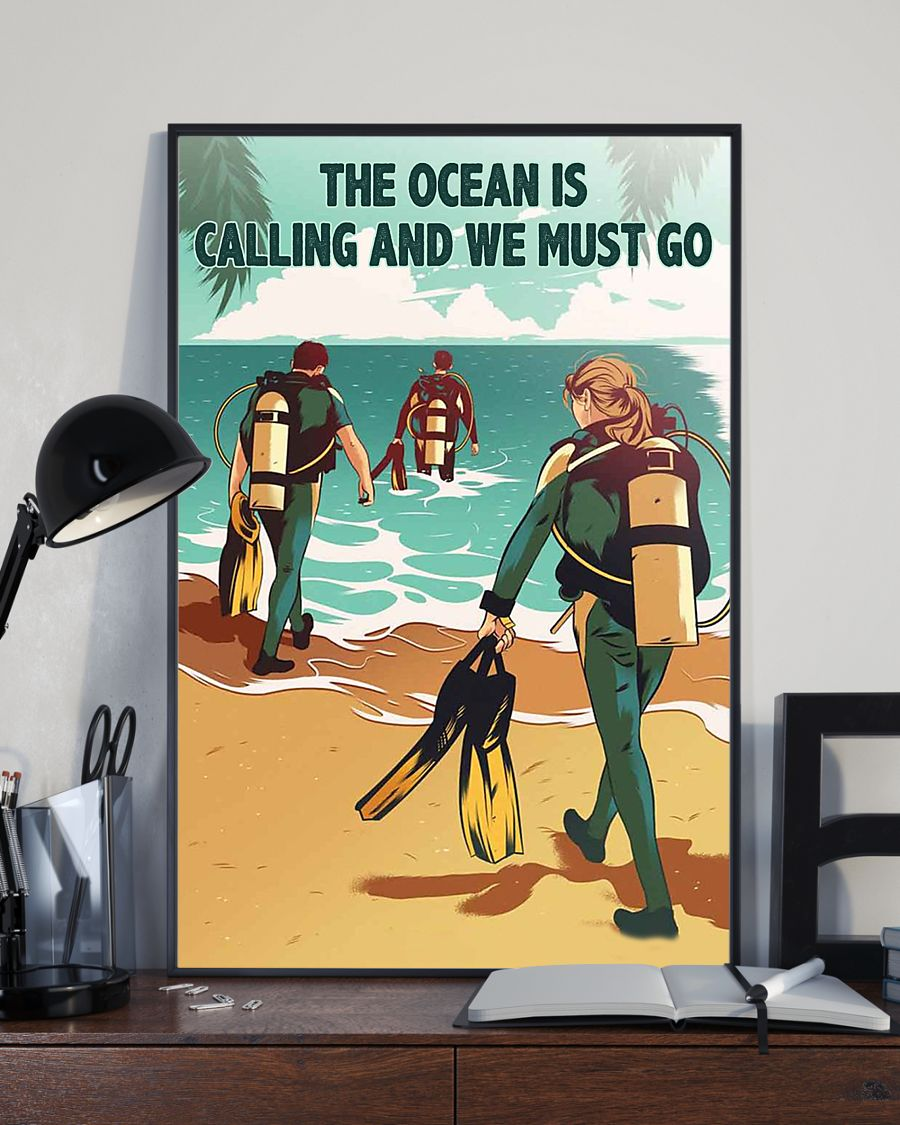 Scuba Diving Canvas Prints The Ocean Is Calling And We Must Go Vintage Wall Art Gifts Vintage Home Wall Decor Canvas - Mostsuit