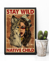 Wolf Native American Girl Stay Wild Native Child Poster Vintage Room Home Decor Wall Art Gifts Idea - Mostsuit