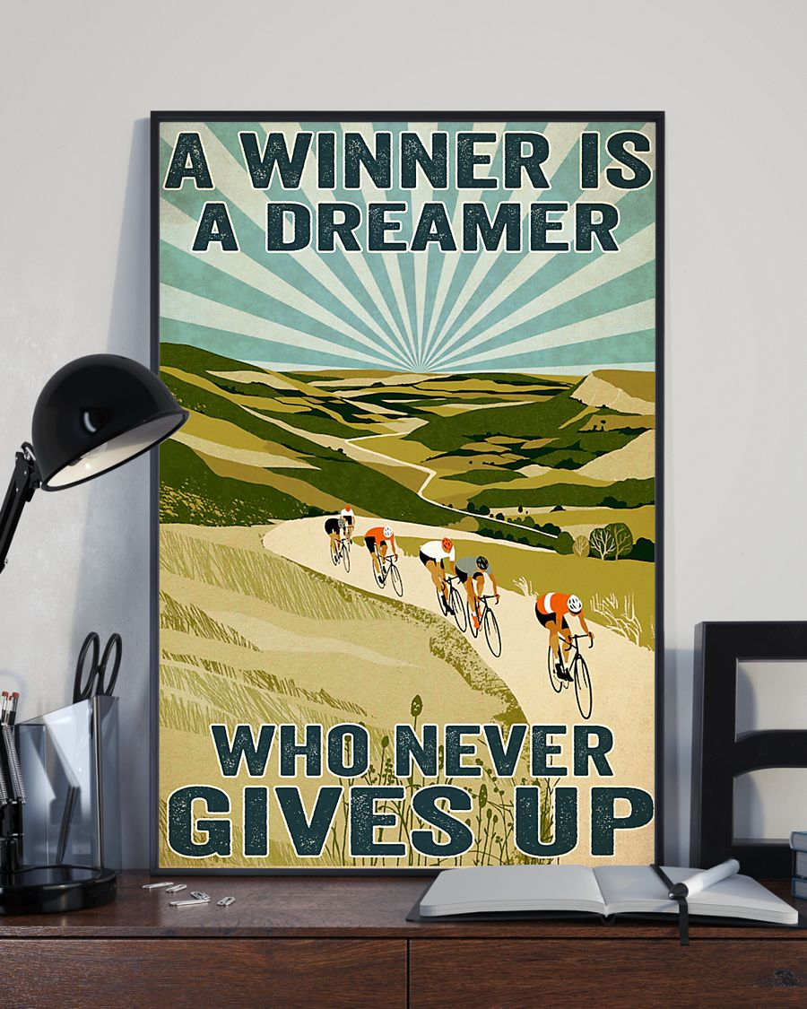 Cycling Poster A Winner Is A Dreamer Who Never Gives Up Vintage Room Home Decor Wall Art Gifts Idea - Mostsuit