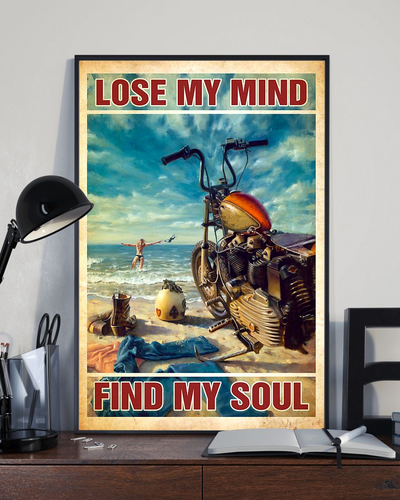 Biker Loves Beach Poster Lose My Mind And Find My Soul Vintage Room Home Decor Wall Art Gifts Idea - Mostsuit
