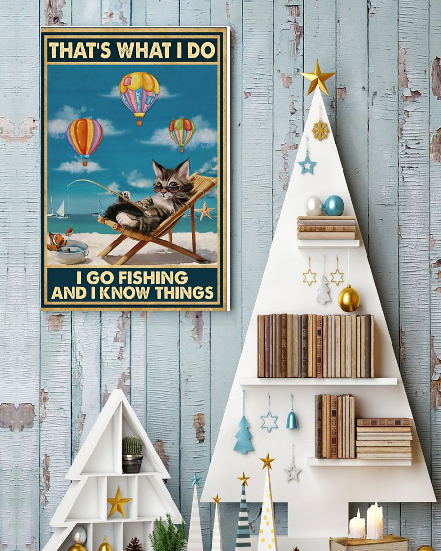 Cat Fishing Poster That's What I Do I Go Fishing And I Know Things Vintage Room Home Decor Wall Art Gifts Idea - Mostsuit