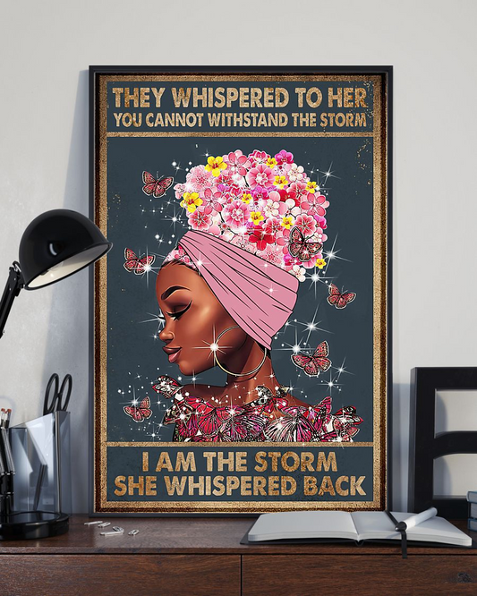 Afro Woman Black Girl Poster I Am The Storm Pride Vintage Room Home Decor Wall Art Gifts Idea - Mostsuit