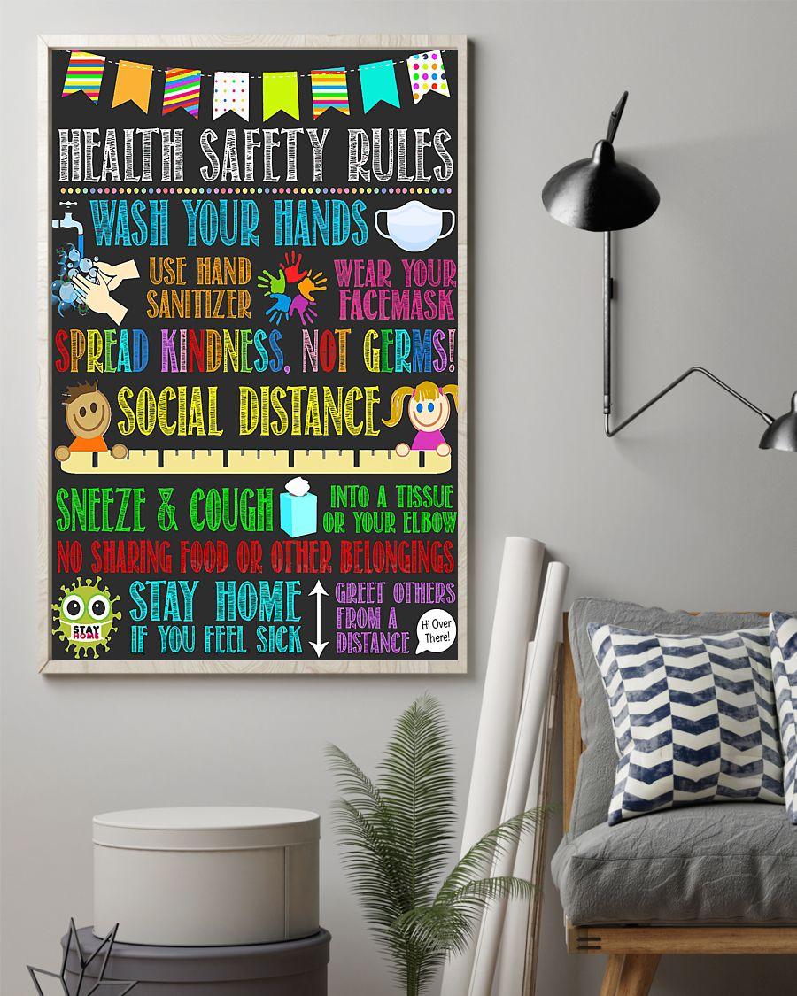 Health Safety Rules Classroom Teacher Canvas Prints Vintage Wall Art Gifts Vintage Home Wall Decor Canvas - Mostsuit