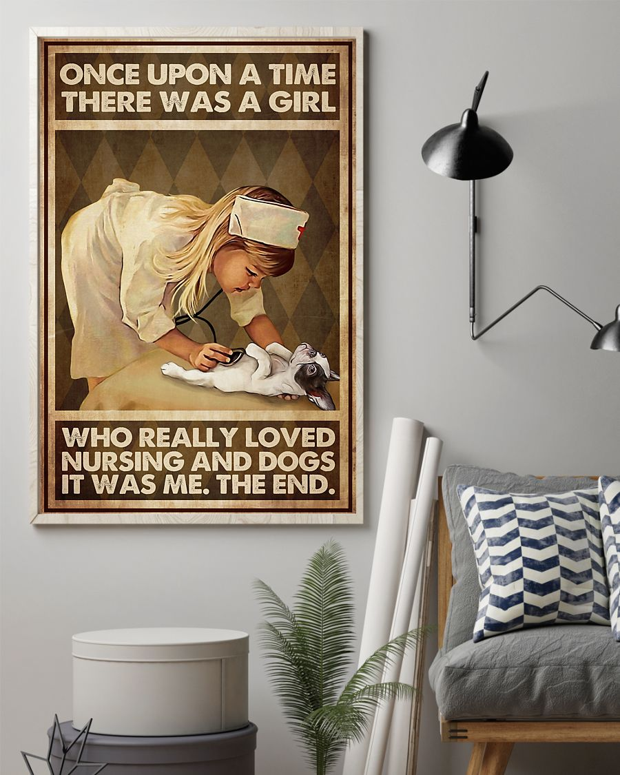 Boston Terrier Nursing Loves Canvas Prints Once Upon A Time Vintage Wall Art Gifts Vintage Home Wall Decor Canvas - Mostsuit