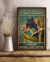 Black Cat Reading Book Drink Coffee Poster I Don't Care What Day It Is Vintage Room Home Decor Wall Art Gifts Idea - Mostsuit