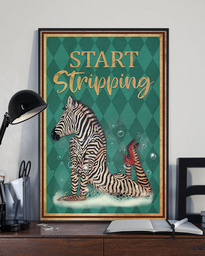 Funny Zebra Loves Canvas Prints Start Stripping Vintage Wall Art Gifts Vintage Home Wall Decor Canvas - Mostsuit