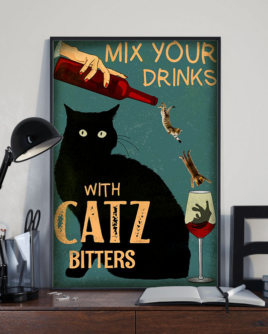 Cat Mix Your Drinks Funny Canvas Prints Cats Loves Vintage Wall Art Gifts Vintage Home Wall Decor Canvas - Mostsuit
