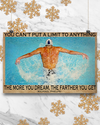 Swimming The More You Dream The Farther You Get Canvas Prints Swimmer Wall Art Gifts Vintage Home Wall Decor Canvas - Mostsuit