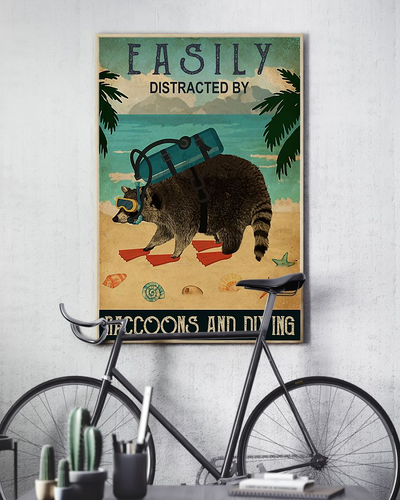 Raccoons Diving Canvas Prints Easily Distracted Vintage Wall Art Gifts Vintage Home Wall Decor Canvas - Mostsuit
