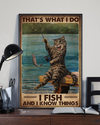 Cat Fishing Canvas Prints That's What I Do I Fish And I Know Things Vintage Wall Art Gifts Vintage Home Wall Decor Canvas - Mostsuit