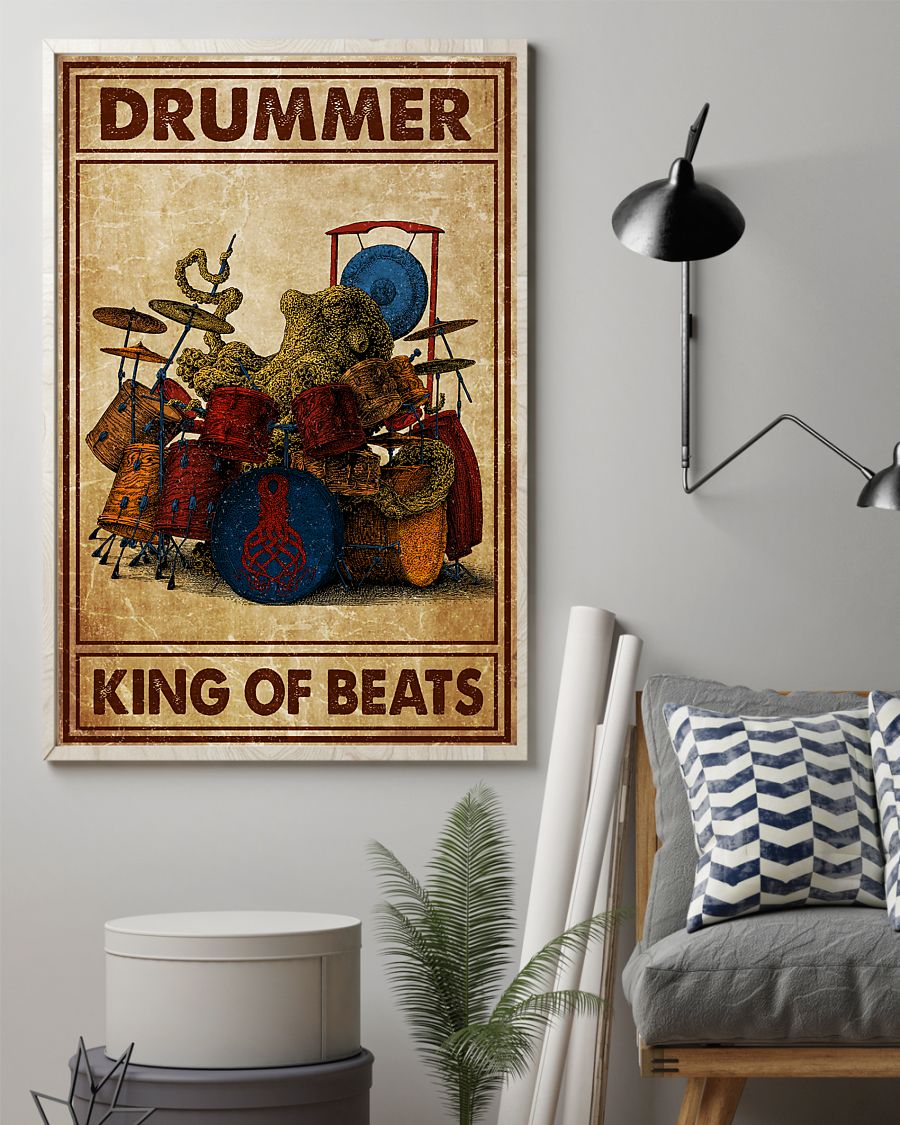 Drummer King Of Beats Canvas Prints Vintage Wall Art Gifts Vintage Home Wall Decor Canvas - Mostsuit