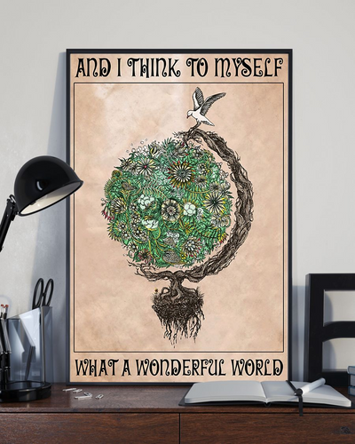 Flower Earth Poster And I Think To Myself What A Wonderful World Vintage Room Home Decor Wall Art Gifts Idea - Mostsuit