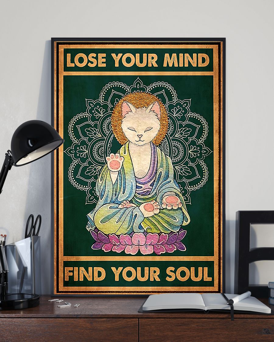 Yoga Cat Loves Canvas Prints Lose Your Mind Find Your Soul Vintage Wall Art Gifts Vintage Home Wall Decor Canvas - Mostsuit