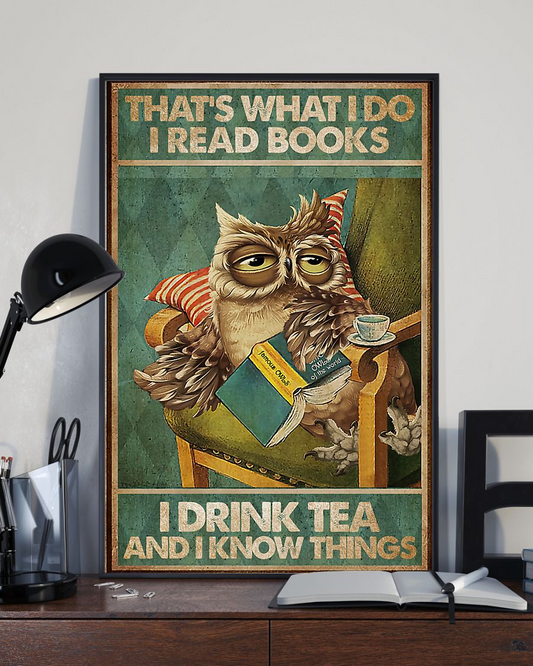 Books Tea Poster That's What I Do I Read Books I Drink Tea Vintage Room Home Decor Wall Art Gifts Idea - Mostsuit