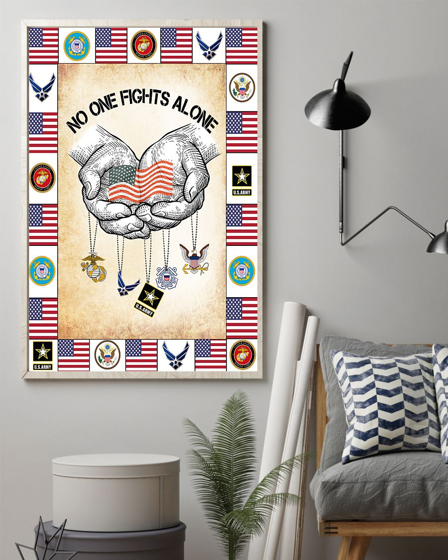 USA Veteran No One Fights Alone Canvas Prints Vintage Wall Art Gifts Vintage Home Wall Decor Canvas - Mostsuit