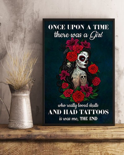 Skull And Tattoo Sugar Skull Girl Loves Canvas Prints Once Upon A Time Vintage Wall Art Gifts Vintage Home Wall Decor Canvas - Mostsuit