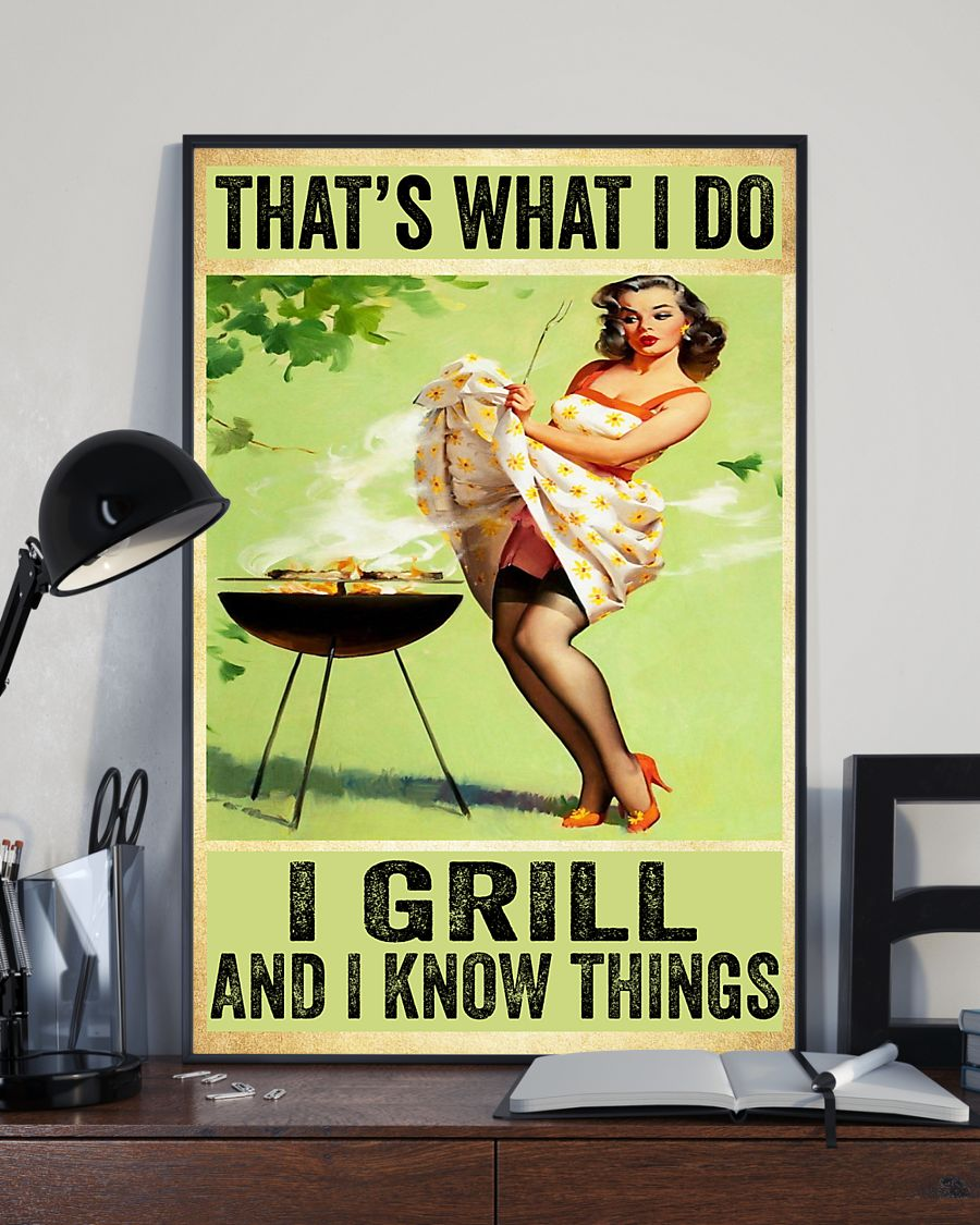 Camping Grill Poster That's What I Do I Grill And I Know Things Vintage Room Home Decor Wall Art Gifts Idea - Mostsuit