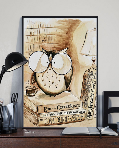 Owl Coffee And Books Loves Poster Vintage Room Home Decor Wall Art Gifts Idea - Mostsuit