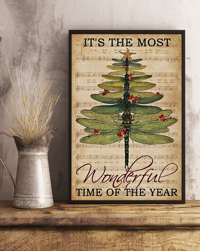 Dragonfly It's The Most Wonderful Time Of The Year Canvas Prints Christmas Vintage Wall Art Gifts Vintage Home Wall Decor Canvas - Mostsuit
