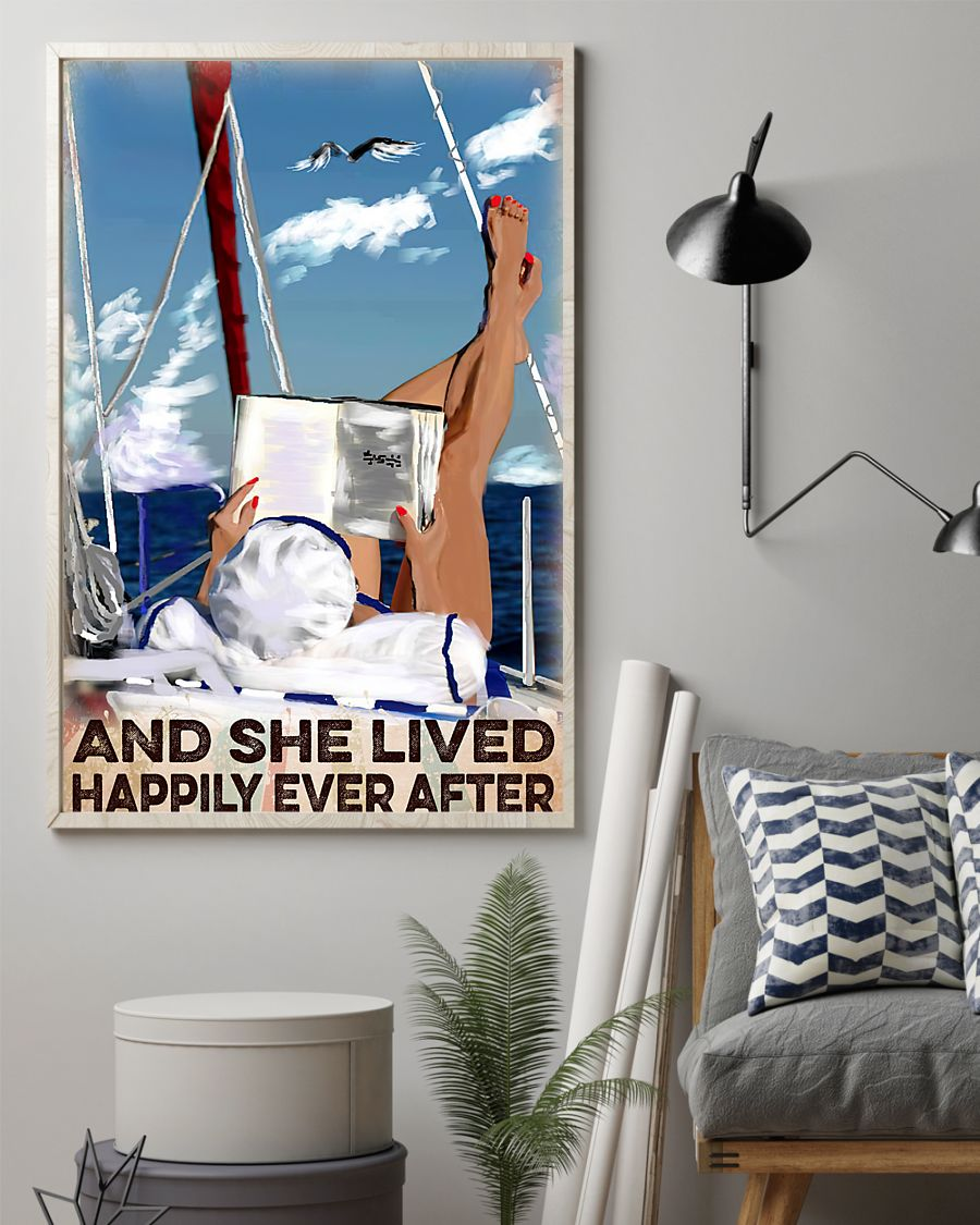 Book Boat Loves Canvas Prints And She Lived Happily Ever After Vintage Wall Art Gifts Vintage Home Wall Decor Canvas - Mostsuit