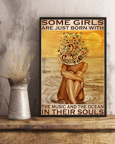 Musical Girl Music And Ocean In Their Soul Poster Vintage Room Home Decor Wall Art Gifts Idea - Mostsuit