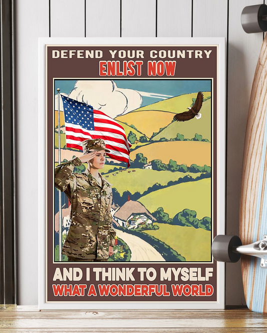 Female Veteran Poster Enlist Now What A Wonderful World Vintage Room Home Decor Wall Art Gifts Idea - Mostsuit