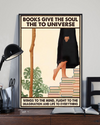 Book Girl Canvas Prints Books Give The Soul The To Universe Vintage Wall Art Gifts Vintage Home Wall Decor Canvas - Mostsuit