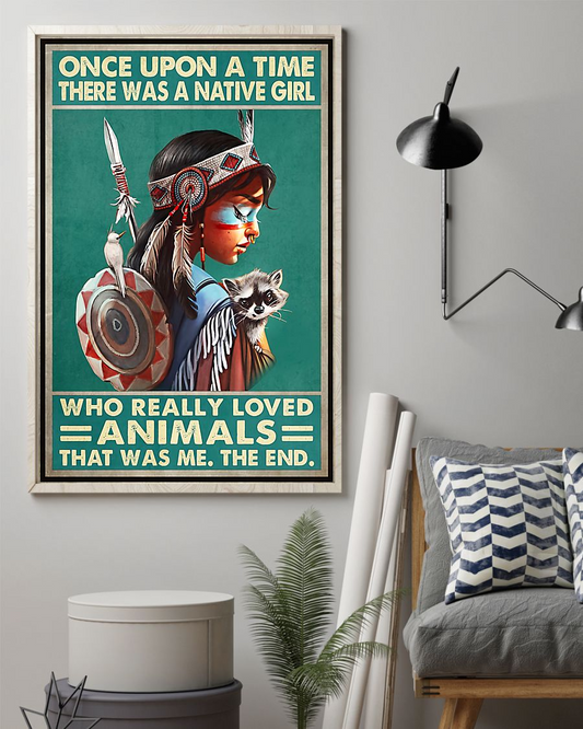 Native American Girl Loved Animals Poster Vintage Room Home Decor Wall Art Gifts Idea - Mostsuit