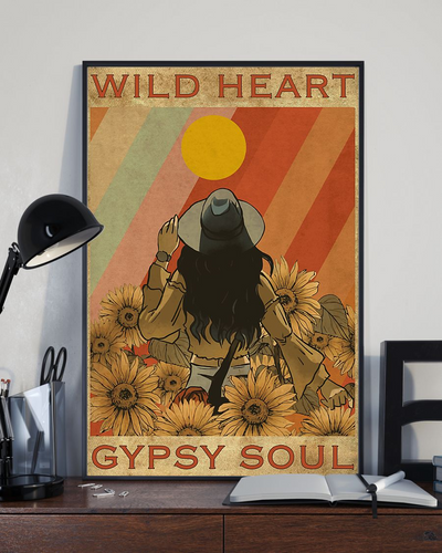 Wild Heart Gypsy Soul Sunflower Girl Poster Vintage Room Home Decor Wall Art Gifts Idea - Mostsuit