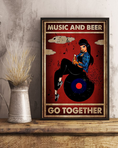 Girl Loves Music And Beer Go Together Canvas Prints Vintage Wall Art Gifts Vintage Home Wall Decor Canvas - Mostsuit
