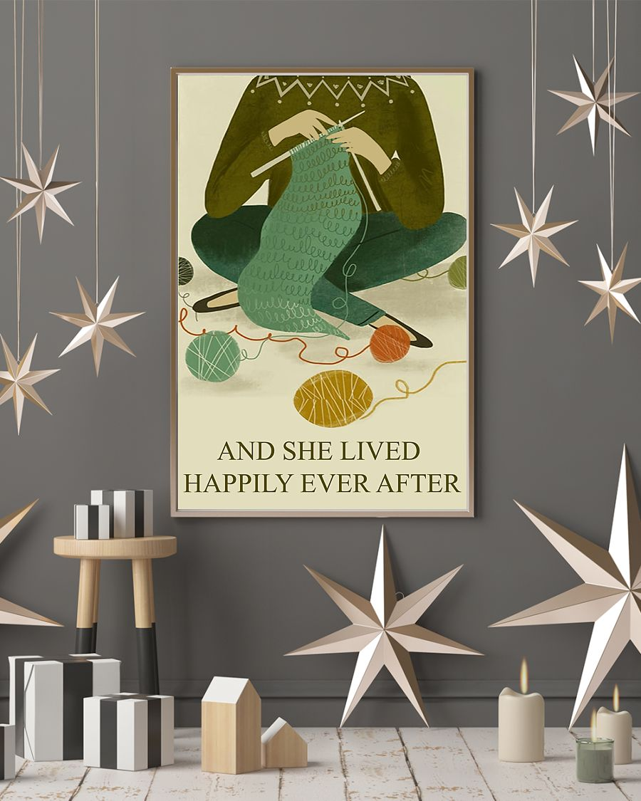 Knitting Crochet Loves Canvas Prints And She Lived Happily Ever After Vintage Wall Art Gifts Vintage Home Wall Decor Canvas - Mostsuit