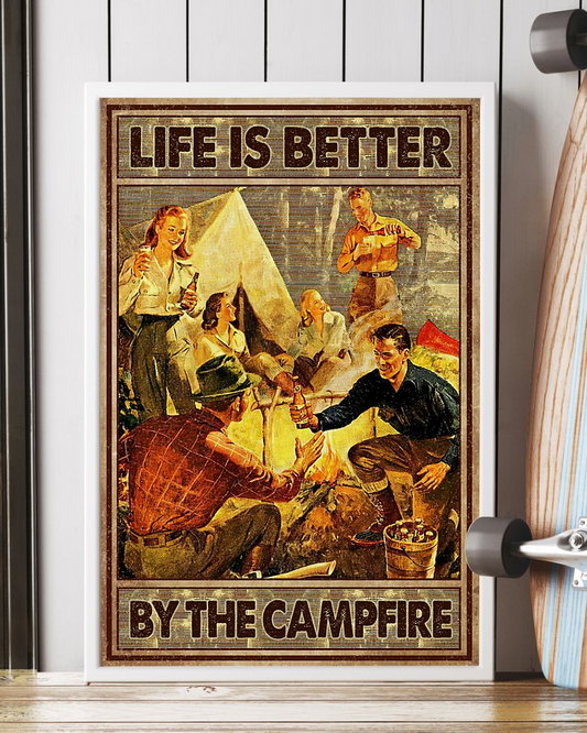 Camping Canvas Prints Life Is Better By The Campfire Vintage Wall Art Gifts Vintage Home Wall Decor Canvas - Mostsuit