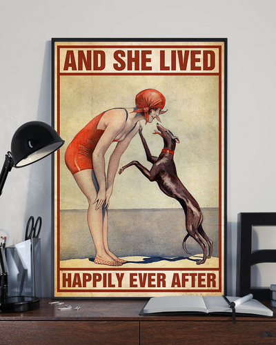 Swimming Dog Loves Poster And She Lived Happily Ever After Vintage Room Home Decor Wall Art Gifts Idea - Mostsuit