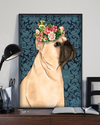 Pug Flowers Poster Dog Loves Vintage Room Home Decor Wall Art Gifts Idea - Mostsuit