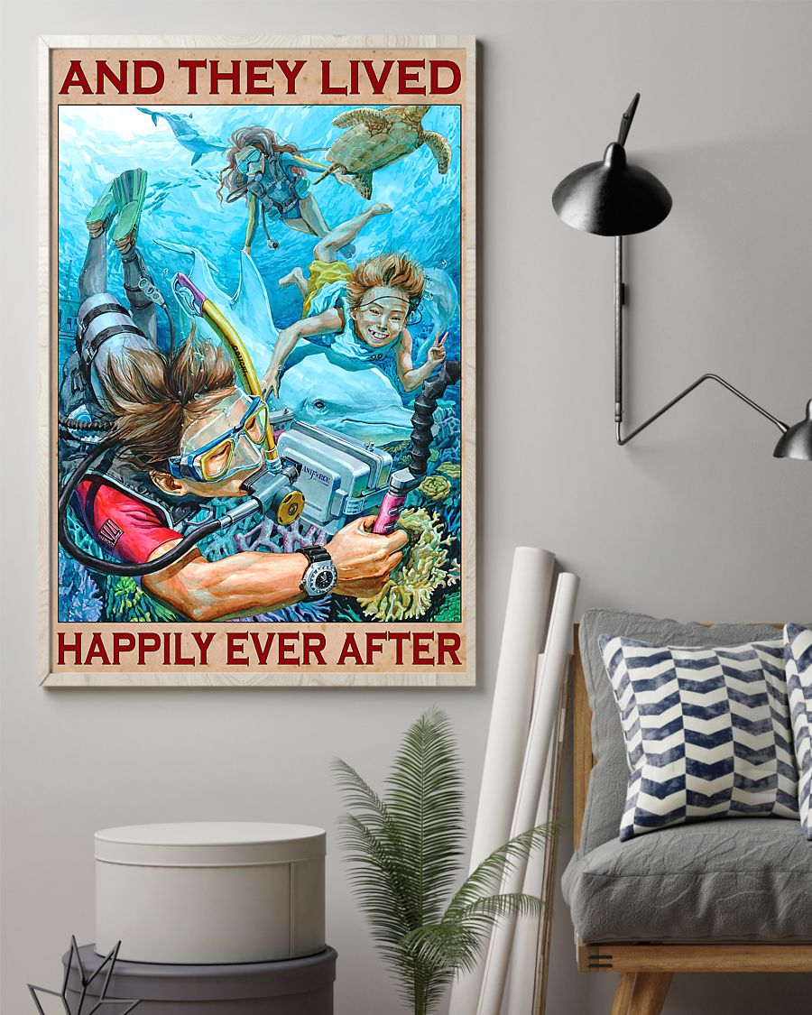 Diving Loves Canvas Prints They Lived Happily Ever After Vintage Wall Art Gifts Vintage Home Wall Decor Canvas - Mostsuit