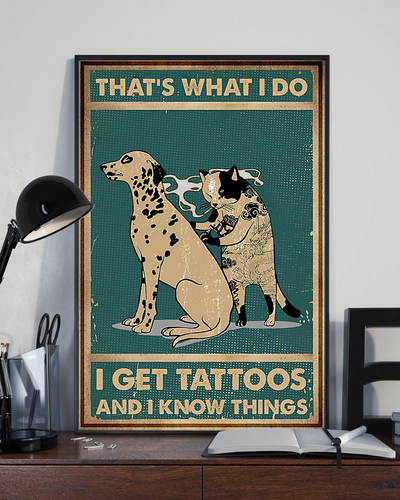 Dalmatian Cat Loves Canvas Prints I Get Tattoos And I Know Things Vintage Wall Art Gifts Vintage Home Wall Decor Canvas - Mostsuit