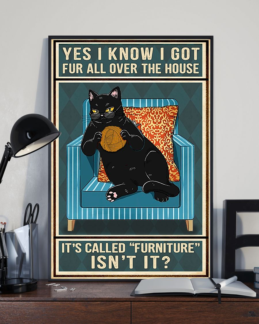 Black Cat Poster I Know I Go Fur All Over The House It's Called Furniture Vintage Room Home Decor Wall Art Gifts Idea - Mostsuit