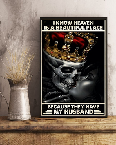 Skull Couple Husband Memorial Canvas Prints Heaven Is A Beautiful Place Vintage Wall Art Gifts Vintage Home Wall Decor Canvas - Mostsuit