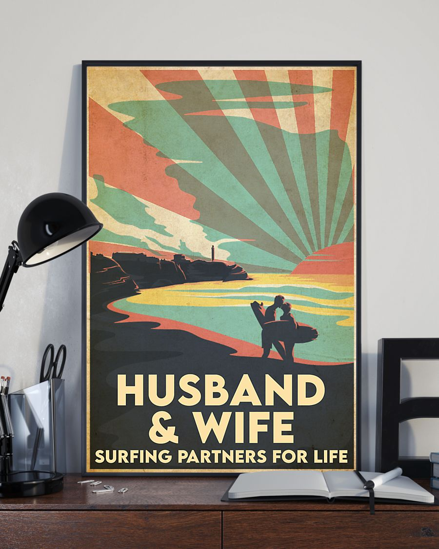 Surfing Partners For Life Canvas Prints Husband Wife Vintage Wall Art Gifts Vintage Home Wall Decor Canvas - Mostsuit