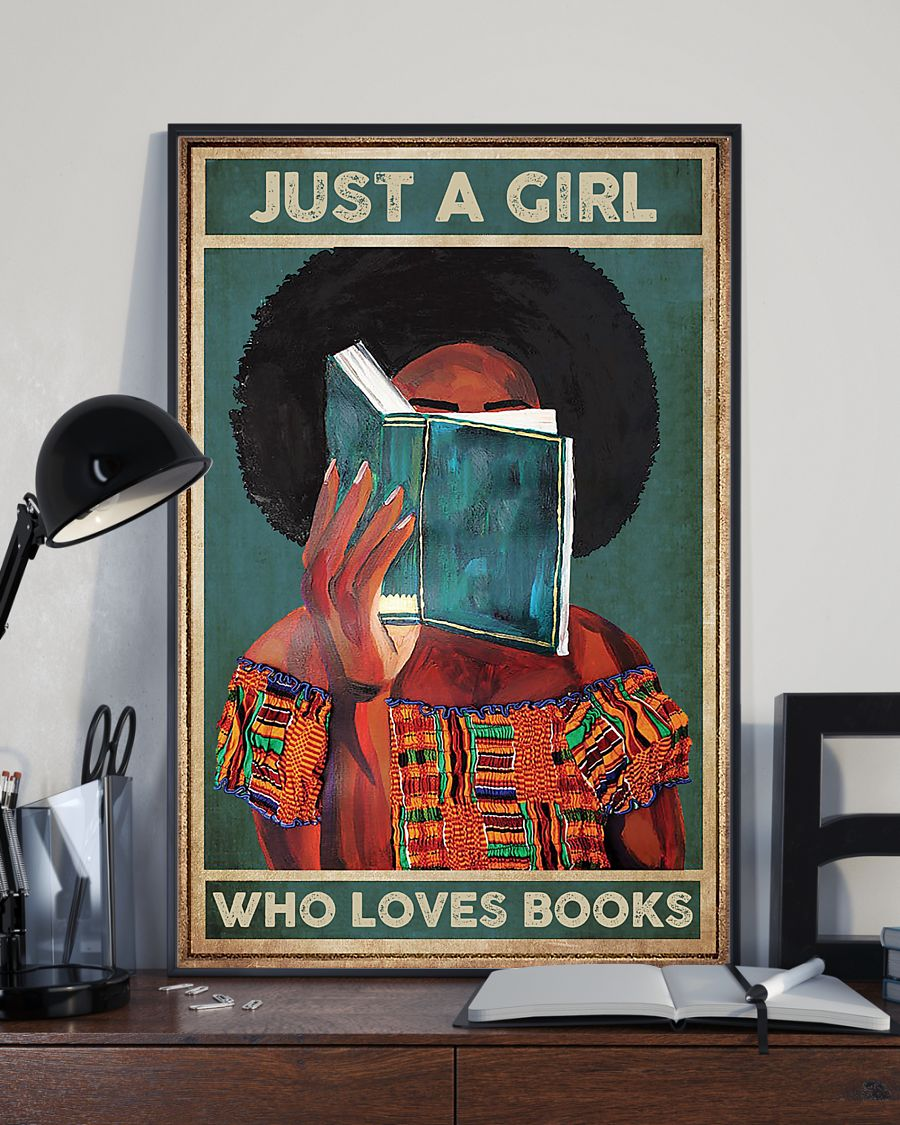 Black Girl Loves Book Canvas Prints Just A Girl Who Loves Books Vintage Wall Art Gifts Vintage Home Wall Decor Canvas - Mostsuit