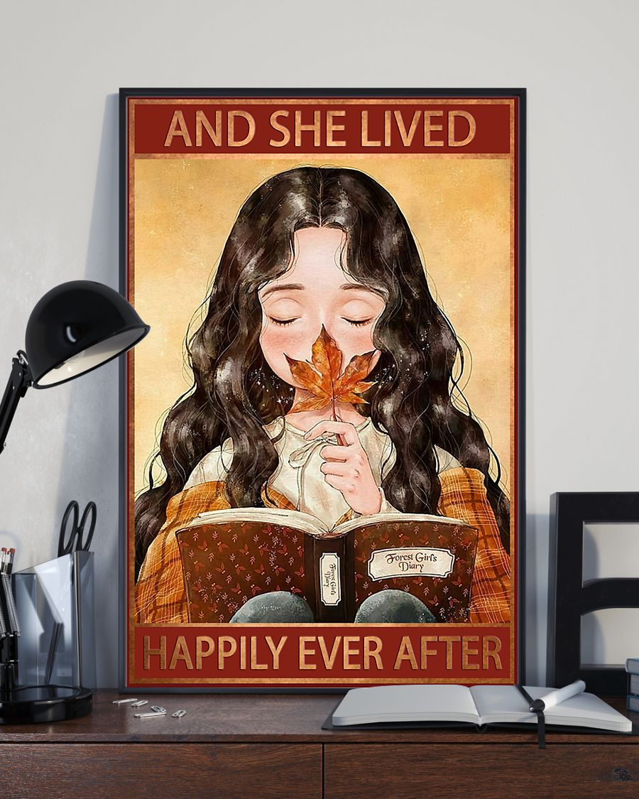 Book Autumn Loves Canvas Prints And She Lived Happily Ever After Vintage Wall Art Gifts Vintage Home Wall Decor Canvas - Mostsuit