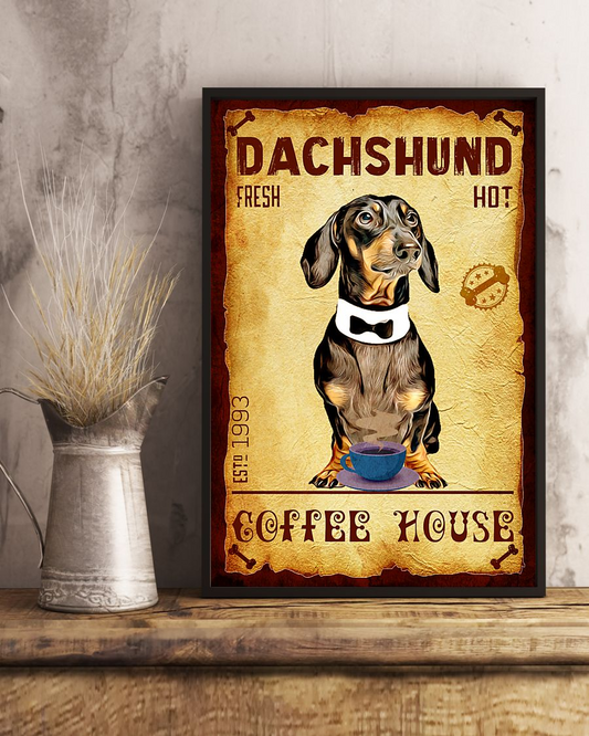 Dachshund Coffee House Poster Vintage Room Home Decor Wall Art Gifts Idea - Mostsuit