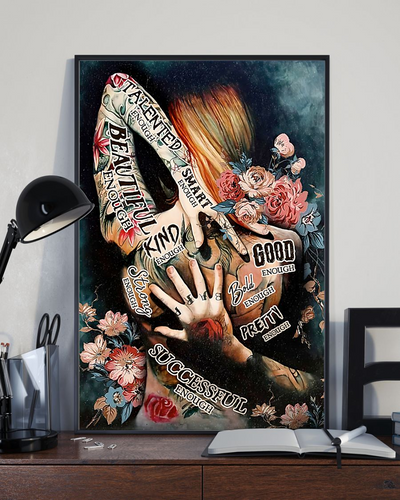 Floral Tattooed Girl Kind Strong Successful Smart Canvas Prints Vintage Wall Art Gifts Vintage Home Wall Decor Canvas - Mostsuit