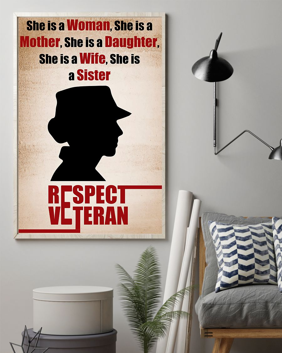 Respect Female Veteran Canvas Prints Vintage Wall Art Gifts Vintage Home Wall Decor Canvas - Mostsuit