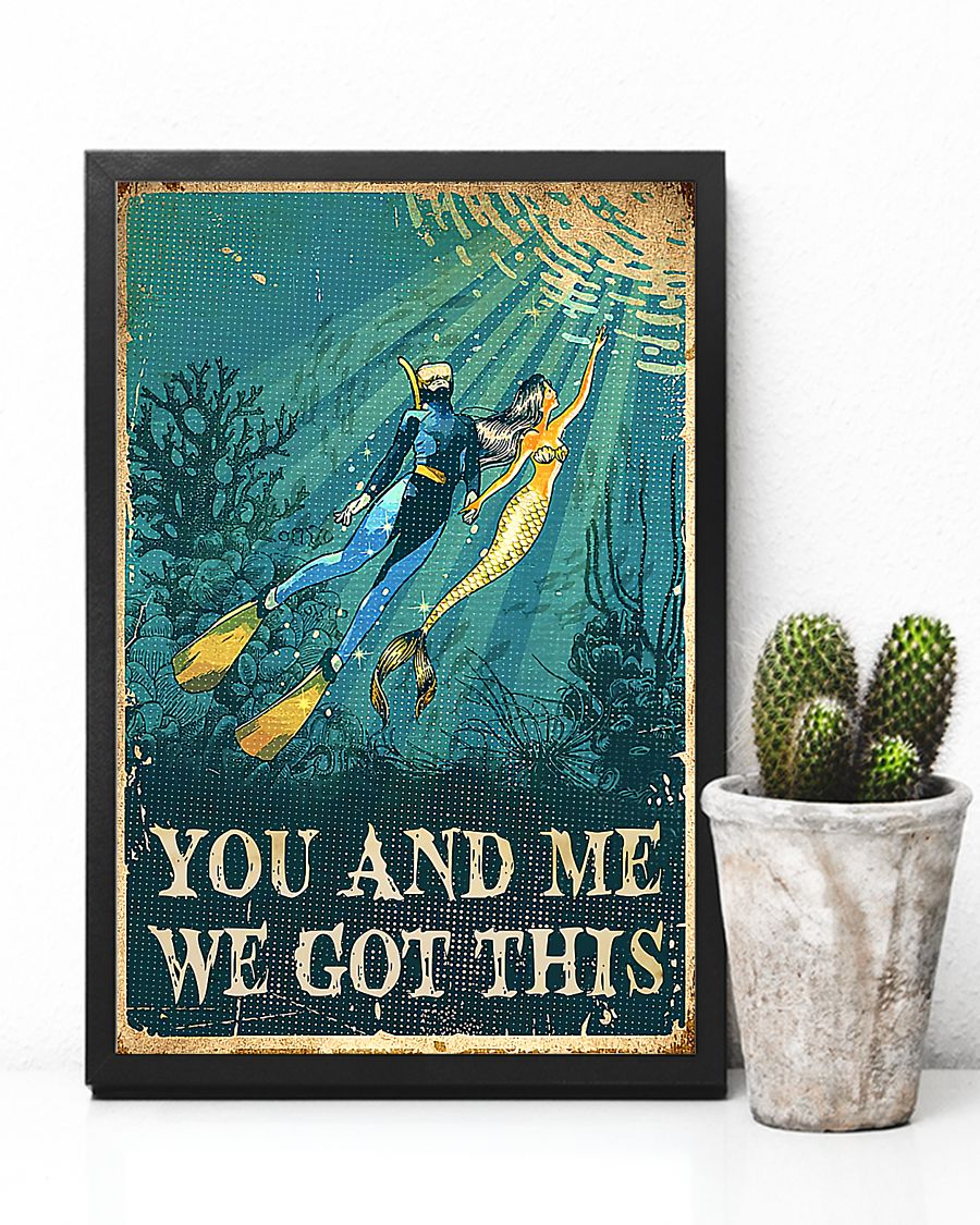 Scuba Diving Mermaid Loves Canvas Prints You And Me We Got This Vintage Wall Art Gifts Vintage Home Wall Decor Canvas - Mostsuit