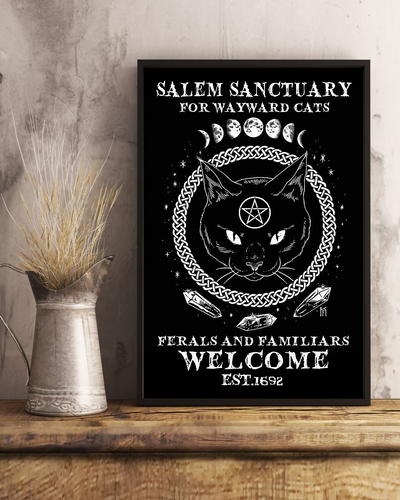 Black Cat Witch Salem Sanctuary Poster Vintage Room Home Decor Wall Art Gifts Idea - Mostsuit