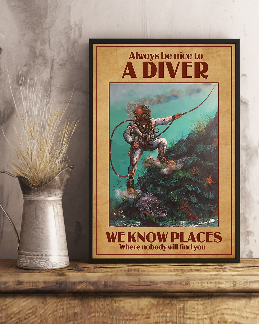 Scuba Diving Canvas Prints Always Be Nice To A Diver Vintage Wall Art Gifts Vintage Home Wall Decor Canvas - Mostsuit